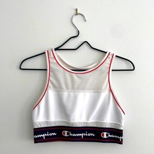 White Champion High Neck Sports Bra Top